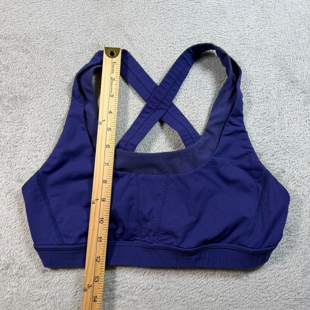 Lululemon Run Stuff Your Bra Women 10 Purple All Sport Bra Cross Front Mesh